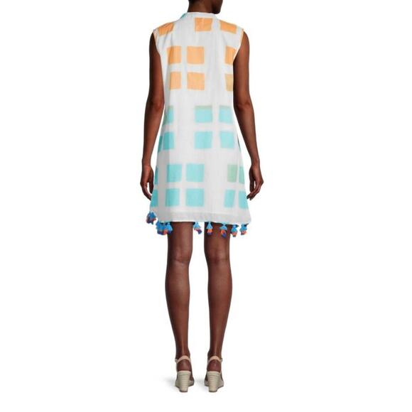 Area Stars Women’s Kelly Tassel Trim Cotton Shift Dress Boho Resort size Large - Picture 2 of 7